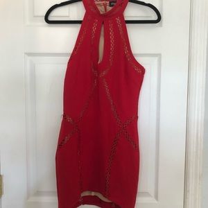 Red cutout boutique dress with Nude undertone